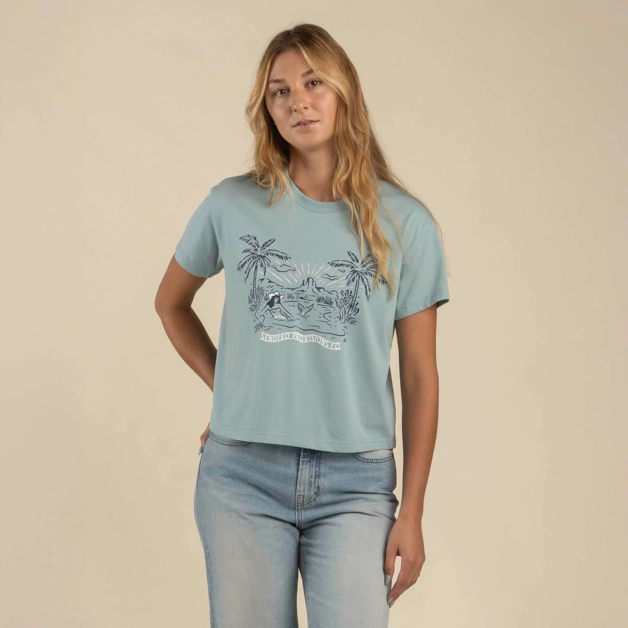 Mirage Crop Tee - Sterling Blue