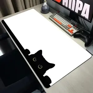 Peeking Black Cat Extended Mouse Pad | Minimalist Cute Desk Mat | Oversized Non-Slip for Gamers & Cat Lovers | Minimalist Kawaii Aesthetic | Perfect for Gaming Setup #PeekingCat #BlackCat #MinimalistKawaii #CatLovers #GamingAccessory