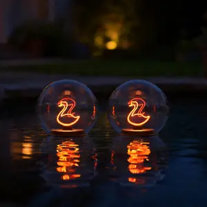 UUFFOO 2-Pack 6“ Solar Floating LED Lamp with Stick, 3 Ways to Use for Outdoor Pool / Patio / Table Decor, IP66 Waterproof Weatherproof tiktokshopspringglowup