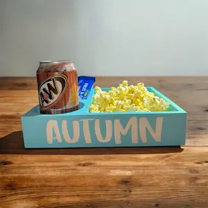 Movie Snack Tray Personalized On The Go Travel Tray for Popcorn and Drinks with Custom Name Built-in Drink Holder and Multiple Compartments Perfect for Kids Teens and Adults