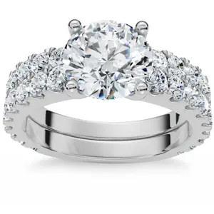 3 1/2ct Diamond Engagement Wedding Ring Set 14K White Gold Lab Grown