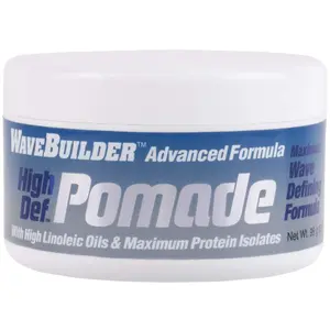 WaveBuilder Advanced Formula High Def Pomade (3.5 oz) – Haircare Wax for Strong Hold, High Shine, Deep Wave Definition, Smooth Styling, Dry Hair Compatibility, Brush Compatibility
