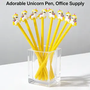 15/25pcs Creative and Cute Cartoon Unicorn - themed Gel Pens. Straight - bar Ballpoint Pens in the Unicorn Series for Campus Design in the Back - to - School Season. Creative Gifts. Colors are Random.