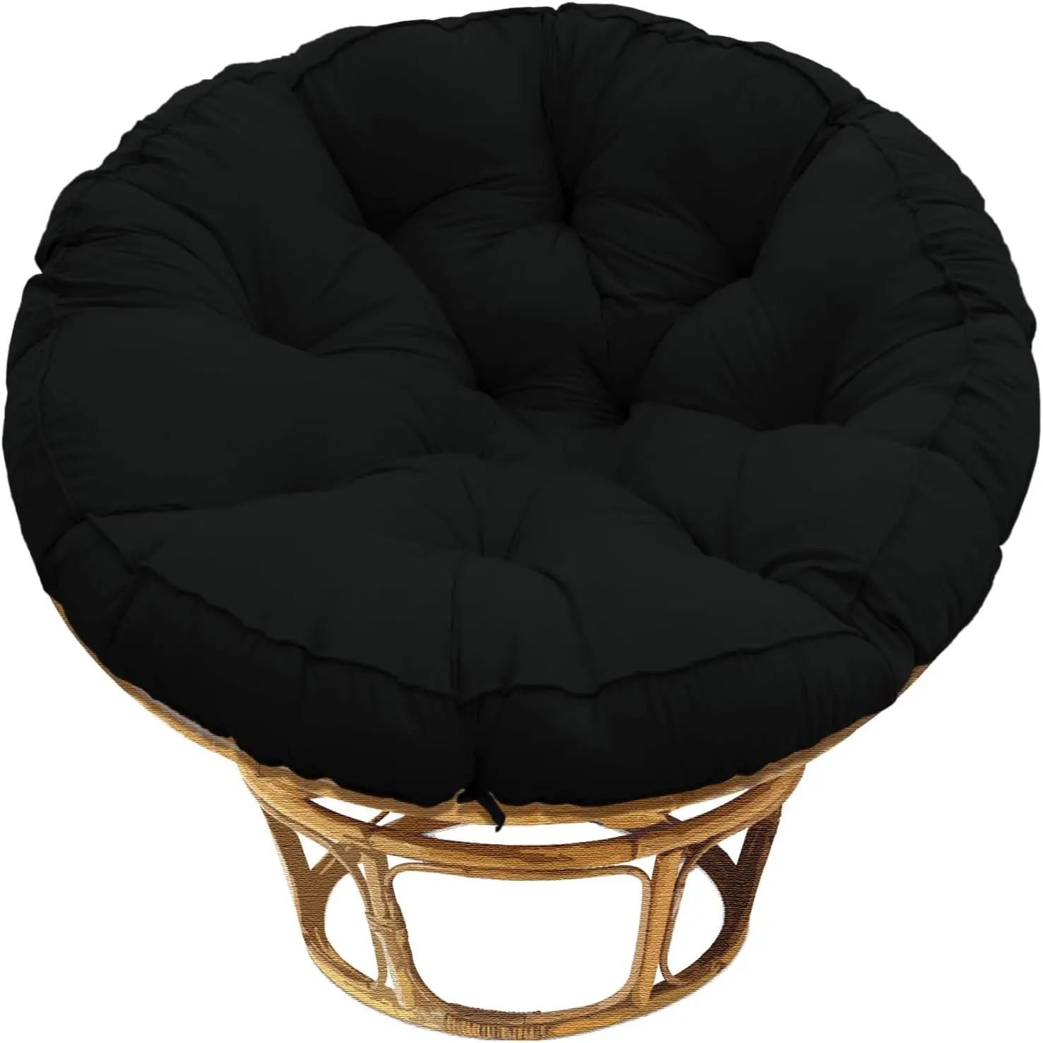 Papasan Chair Cushion, Papasan Cushion Only, 52 inch Papasan Cushion, Thickened Overstuffed Round Cushion (Black, 52in)