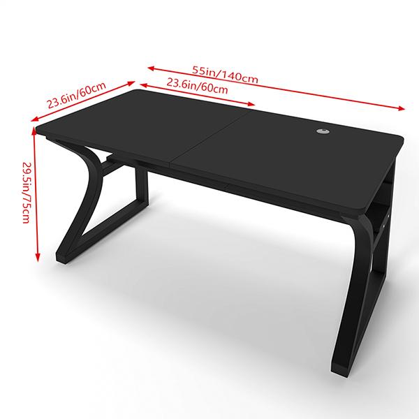 Computer Desk, Computer Desk 55/47in, Office Desk w/Metal Frame & Storage, Office Desk for Study Writing Work Game, Home Office Desk Computer Desks w/Waterproof & Scratch-Resistant Surface, Black