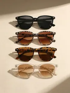 4 Pairs Classic Women's Multicolor Square Sunglasses, Vintage Casual Style, Perfect for Daily Driving, Travel, Vacation