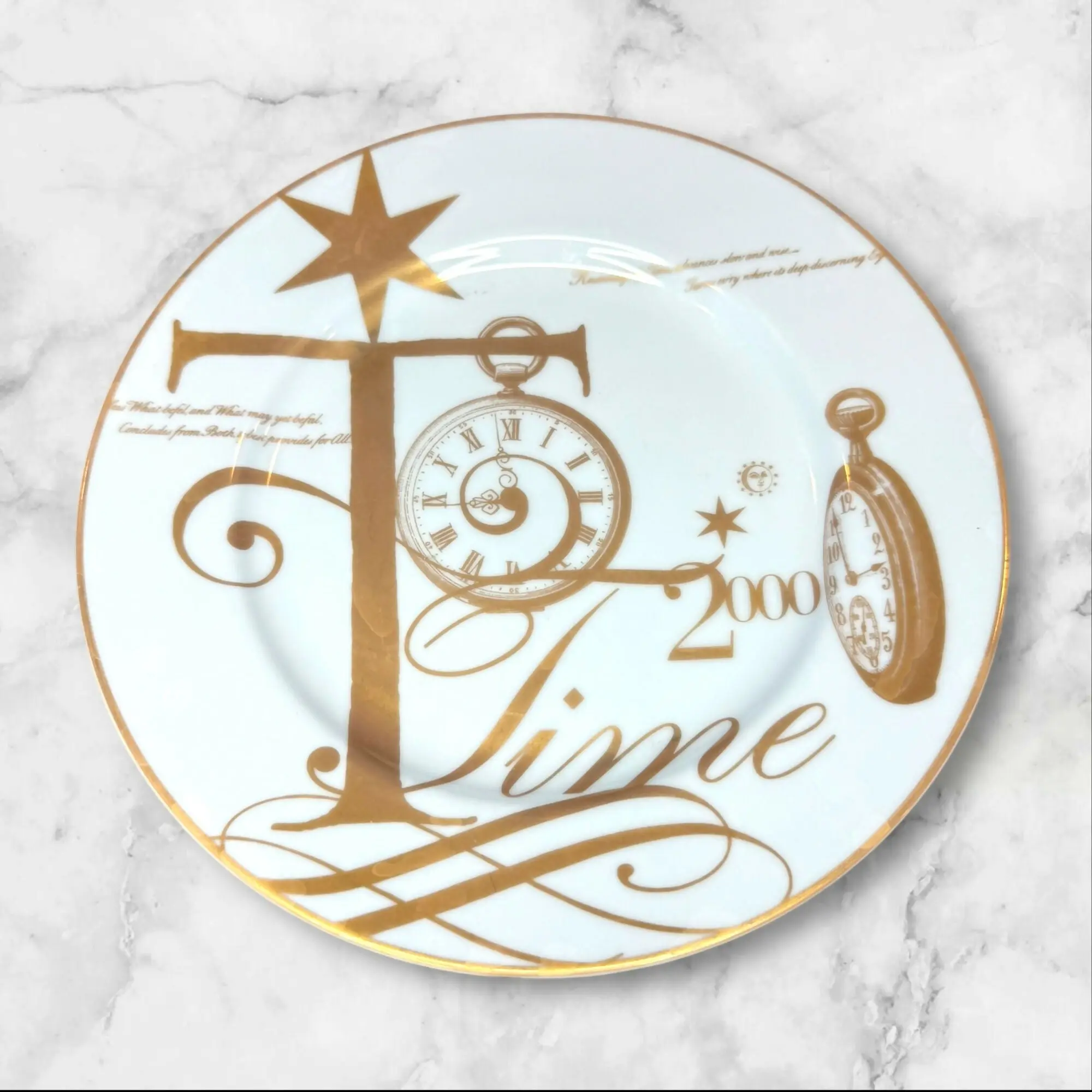 Williams Sonoma 2000 Gold Letter Salad Plates | Set of 4 | 8.25” | Excellent