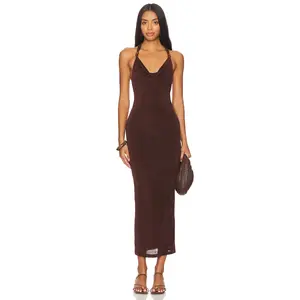 Runaway The Label Enora Maxi Dress in Espresso