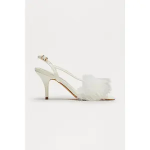 Mareem Faux Fur Slingback Heels - Cream