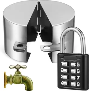 Hose Bib Lock Outdoor Faucet Cover with Coded Padlock Water Spigot Lock Protector for Garden and Home Weather-Resistant 2.95X2.95X2.16In