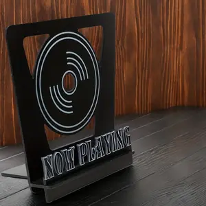 Wooden Vinyl Record Rack, Cool Design Holds 5-7 Covers, Display Lps CD DVD, Ideal Gift, Stylish Storage Solution, Display Riser