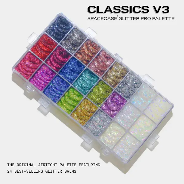 Lemonhead LA SPACECASE Classics – 24 Shade Pro Glitter Gel Palette Featuring the Complete Spacepaste Collection | Mess-free, Longwear Formula for Eyes, Face & Body.