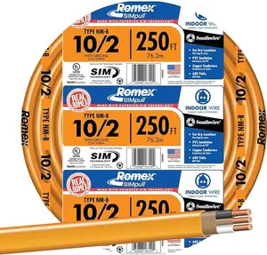 Southwire Romex 10/2 NM-B Copper Cable with Ground 250 ft, Orange