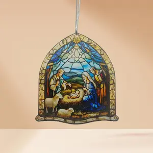 Nativity Ornaments - Holy Family Window  - Christmas Ornaments 2025 - Religious for , , Church or White Elephant Exchange