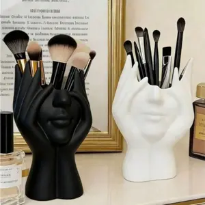 1-Pack - Creative Human Body Art Shaped Makeup Brush Holder, Pen Holder, Cosmetic Brush Organizer, Handcrafted Desktop or Bathroom Cosmetic Storage Box, Multifunctional Storage Solution, Lightweight and Stylish Makeup Brush and Accessory Storage Solution