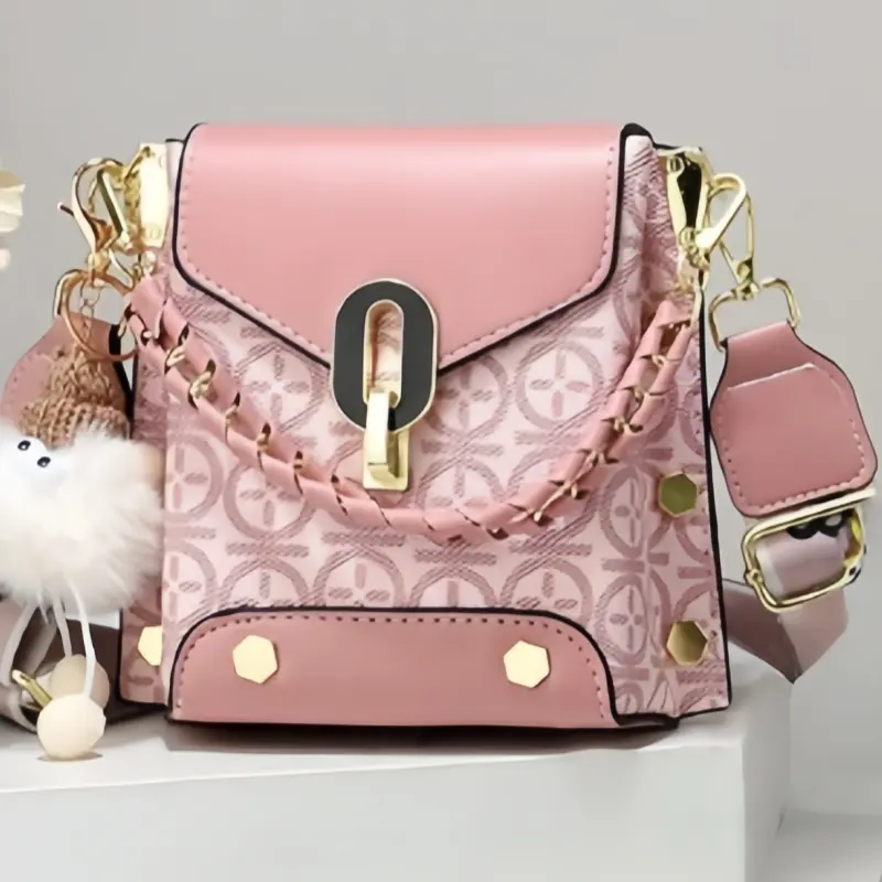 Vintage-inspired Crossbody Bucket Purse, Women’s Fashion Shoulder Bag with Adjustable Strap, Turn-lock Handbag for Everyday & Events(with accessories)