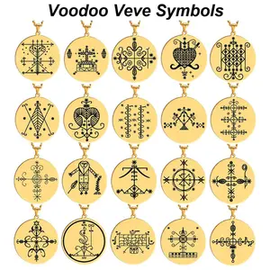 Voodoo Veve Sigil Pendant Stainless Steel Necklace Vodou Lwa Loa Spiritual Amulet Mystical Jewelry Non Tarnish