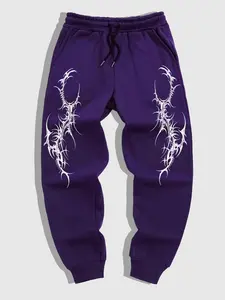 Men's Gothic Style Letter Print Sweatpants, Regular Fit Casual Athletic Jogging Comfy Jogger Pants for Spring & Fall, Men's Trousers for Daily Wear