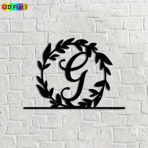 1pc Monogram Wreath Metal Wall Art, Elegant Monogram Statue Mural, Ideal Gift for Christmas, New Year, Home Decor Enthusiasts, Rust-Resistant Metal Wall Decor Wall Sculptures,  Charming Year-Round Home Decor