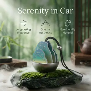 Zen Mountain Hanging Car Diffuser Gradient Color Aromatherapy Pendant for Serene Driving Long-lasting Fragrance Oriental Aesthetics Eco-friendly Material
