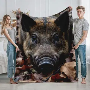 Wild Boar Animal Print Cozy Blanket for Home Living Room and Bedroom Use Perfect for Nature Lovers and Wildlife Enthusiasts Ideal Gift for Thanksgiving Christmas and Autumn Holidays Soft Warm Flannel Throw Blankets