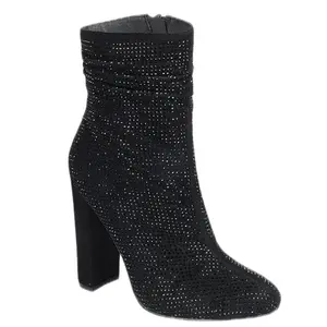 Scarly Boots-WOMENS RHINESTONE SLOUCHY ANKLE BOOTIES