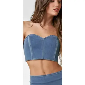 Denim Corset Cropped Tube Top