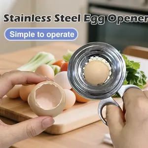 1 Count Stainless Steel Egg Cutter, open boiled eggs in seconds without messy eggshell, food-grade for long-term use