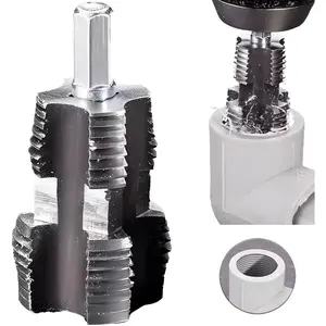 Electric Drill Compatible PVC Pipe Threader Kit with Various Die Sizes, PVC Thread Maker Tool for Electric Drill, 1/2" 3/4" Tool, Plastic Pipe Threader Kit, Rethreading Tool for Water Pipes (Internal)