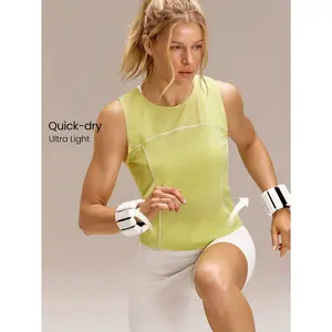 GLOWMODE Power Hour Lightweight Quick-Dry Mesh Waist-Length Regular Fit Cutout Back Contrasting Seam Tank Top Running Jogging Gym Training Tennis Golf Daily Active Wear