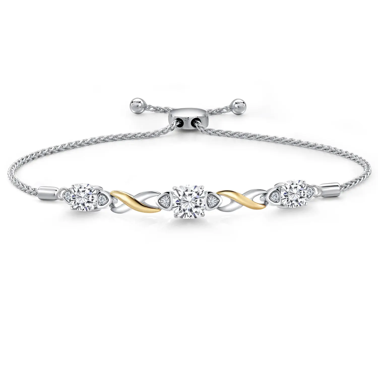 Gemstone Birthstone and Lab Grown Diamond Infinity Bracelet For Women | 925 Silver and 10K Yellow Gold | Cushion 6MM and 5MM | Adjustable Bolo Infinity Bracelet For Women | Easy-On Easy-Off