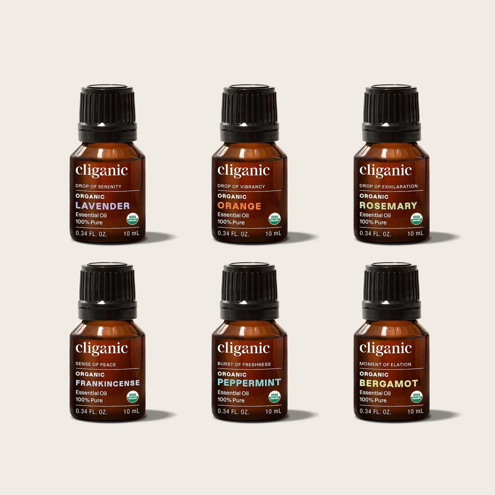 Cliganic Essential Oil Core Collection Set – 6 Piece Aromatherapy with Lavender, Peppermint, Rosemary, Frankincense, Bergamot & Sweet Orange, 100% Pure Essential Oils