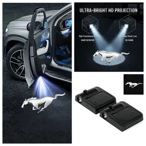 4pcs Ford Mustang Logo Car Welcome Lights, Integrated Projection Atmosphere Lights, No Damage Installation, Easy Peel and Stick, Fits Multiple Cars