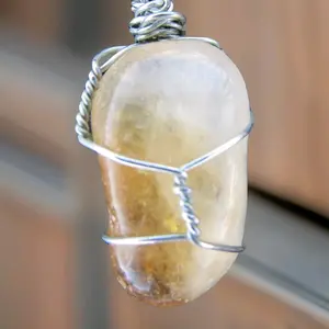 Citrine Crystal Wire Wrapped Necklace