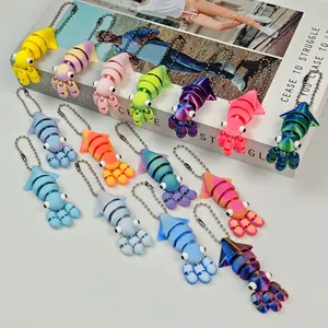 FuRise Articulated Squid 3D Printed Model – Marine Creature Creative Collection Backpack Keychain, 15 Colors