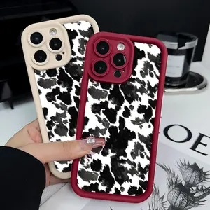 Phone case for iPhone 17 16 Pro Max 15 Plus 14 13 12 11 Fashion Black And White Cow Print Shockproof Silicone TPU Bumper Drop Protection Soft Cover Protector Screen Protector Protective Smartphone Casing Cellphone Multicolor