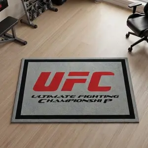 Ufc Wrestling Area Rug for Man Cave, Non-Slip Washable Boxing Carpet, Ultimate Fighting Championship Floor Decor for Home, Gym Mat