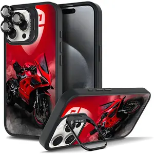 Red Ducati Sportbike Phone Case, Biker & Motorcycle For Samsung iphone 17/AIR 16 15 14 13 12 11 PRO PLUS MAX COOL Fashionable Tough Magnetic Durable Metal lens frame Film Bracket Stand Gift Full Protection Camera Holder Phone Cases Cover 11X-L1145