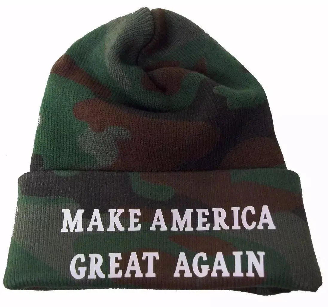 CrazyCoolBuys Maga Make America Great Again Winter Woodland Camo Hat Beanie Cap Donald Trump Maga