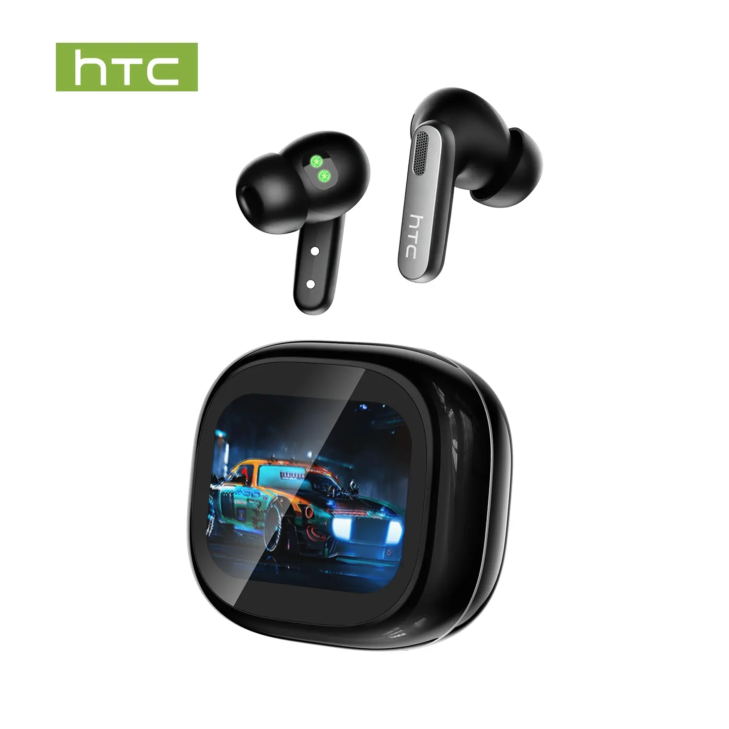 HTC NE46 AI Earphones with Auto Translation, Heart Rate and Blood Oxygen Monitoring, Support for 134 Languages, In-Ear BT Earphones, Color Touchscreen, Superior Sound Quality, Compatible with iOS and Android, Multifunctional Earbuds, Translator Earbuds