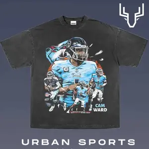 CAM WARD 1.1 Football Retro Graphic Tee, Urban Sports Streetwear Shirt, Vintage Style Fan T-Shirt, Championship Inspired Oversized Washed Tee, Unisex Casual Sports Graphic Top for Men Women Fans