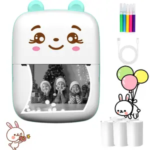 Kids Bluetooth-compatible Printer Gift Set, Portable Mini Wireless No Ink Printer with 5 Paper Rolls & Color Pens, Perfect Birthday Xmas Gift
