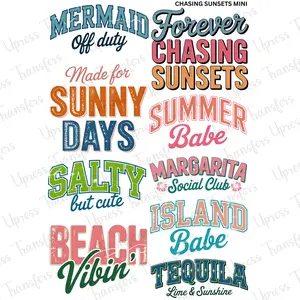 Chasing Sunsets Mini DTF Transfer Gang Sheet 24.5" Wide x 36" Long Direct To Film Trendy Vibrant Designs for Stylish Wardrobe