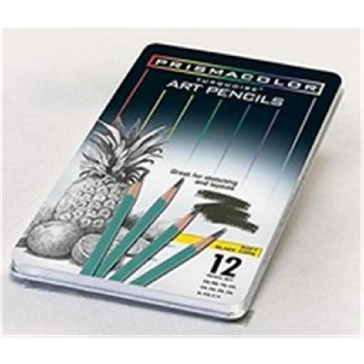 212 MAIN Graphite Core Sketch Pencils - 12 Medium-Core Office Writing Tools, Art Materials in Turquoise Tin