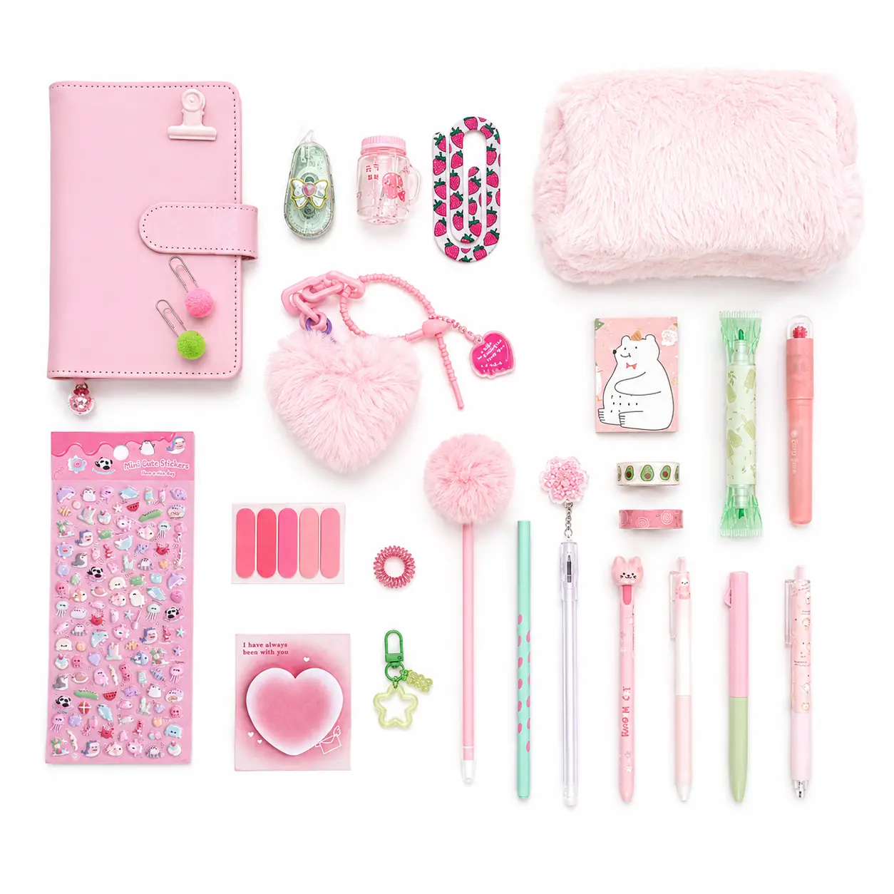 Kawaii Stationery Gift Box Set, Pastel Pink A5 Notebook & Planner Bundle