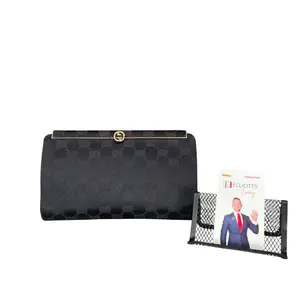 Pre-owned Canvas Clutches & Wristlets Gucci GG Navy Blue Monogram GHW Kisslock Clutch 8"