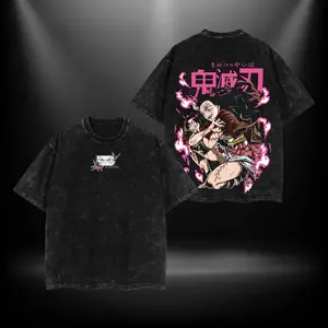 Nezuko - Demon Slayer Clothing Washed Cotton T-Shirt. Premium fit with vintage wash featuring. A must-have for anime fans and streetwear lovers graphic tee streetwear graphic tee