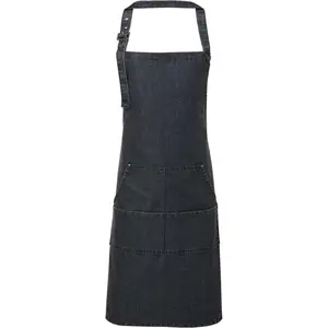 Artisan Collection by Reprime Jeans Stitch Denim Bib Apron with Pockets