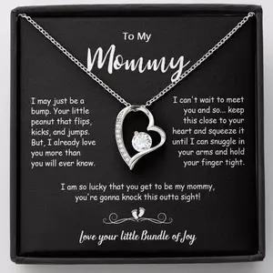 Cubic Zirconia Crystal Necklace for Mom - Adjustable Chain Length, Female Adult Gift From Son for Birthday, Mother's Day Jewelry Accessory