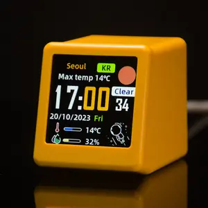 Ultra Portable Smart Wifi Weather Station Display Temperature Humidity Time Alarm Clock Desktop Decoration Compact Digital USB Powered - Plastic